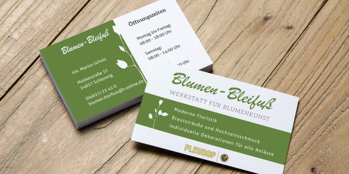 Visitenkarten Blumen Bleifuß