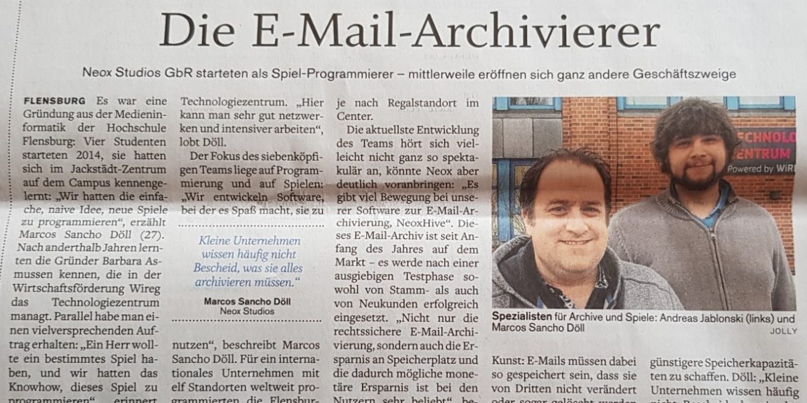 NEOX STUDIOS IM FLENSBURGER TAGEBLATT